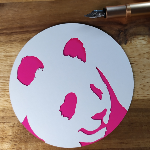 Carte panda neon rose
