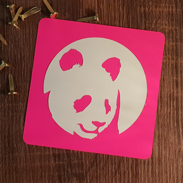 Carte panda neon rose carree