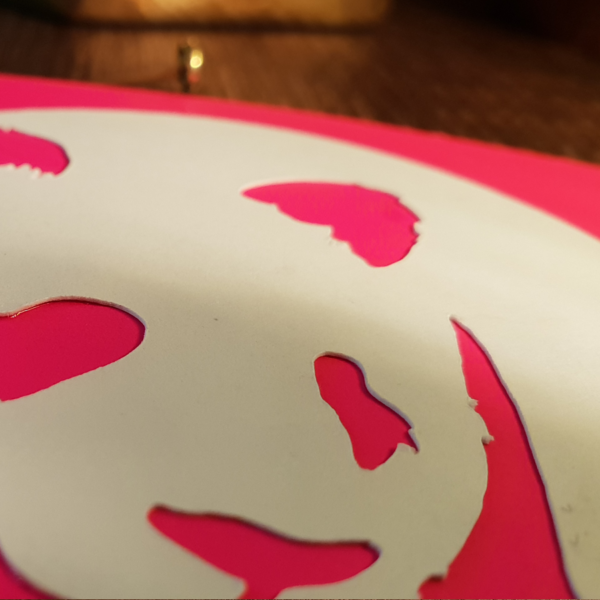 Carte panda neon rose carree detail