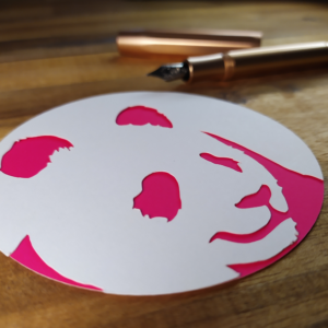 Carte panda neon rose detail